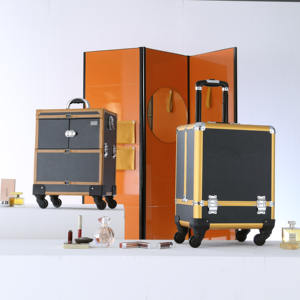 <span class=keywords><strong>Valise</strong></span> à roulettes pour cosmétiques, boîtier de rangement en aluminium avec chariot à cravate, pour organisateur de maquillage - Product Image 4