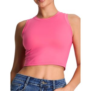 Women's Workout <b>Crop</b> <b>Top</b> Sleeveless Yoga Tank <b>Top</b> Crew Neck Breathable Spandex Polyester Athletic <b>Top</b> - Product Image 1