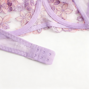 ロマンチック魅力的な女性セクシーな薄手ランジェリーセットレース刺繍ボディシェイプ半透明高級ランジェリーブラパンツセット - Product Image 4