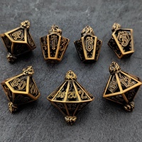 Ensemble de dés en métal creux, bronze antique, dés polyédriques pour Dungeons and Dragons, jeux de rôle TTRPG