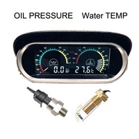 Sensor Pengukur Suhu Air Mobil LCD 2 in 1 10mm Meter Voltmeter Digital Horizontal atau Suhu Air dan Tekanan Oli