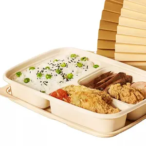 אישית סביבתי תא אריזה ביו מתכלה ארוחת צהריים קופסא עם מכסה מתכלה חד פעמי מזון מיכל
