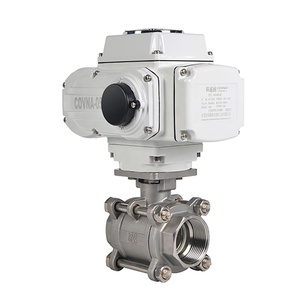 Válvula de Bola Motorizada de 1/2 Pulgada, 12 Voltios, 3 Piezas, Acero Inoxidable, Actuador de 4-20 mA, Encendido/Apagado - Product Image 1