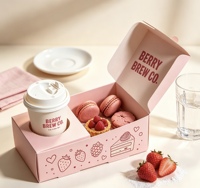 Boîte à emporter en carton écologique en gros avec emplacement pour gobelet à café, conteneur multi-compartiments pour desserts, idéal pour les cafés, les boulangeries et les plats à emporter
