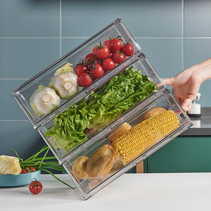 冷蔵庫用引き出し式収納オーガナイザー、現代の主婦の必需品、食品グレードのプラスチックPET製冷凍庫収納ボックス引き出し - Product Image 1