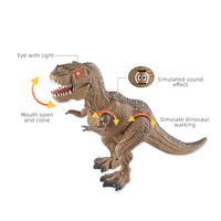 Mainan Dinosaurus T-Rex RC Inframerah dengan Demo Otomatis Mulut Buka Tutup, Mata Menyala, Suara Realistis, Aksi Berjalan, Plastik, Hadiah untuk Anak Laki-laki