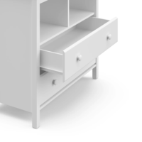 Table à langer moderne blanche à 3 niveaux avec 2 tiroirs en MDF, design autoportant, rangement et dispositif anti-renversement sécurisé