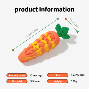 Jouet à mâcher pour chien en silicone, design carotte, à action lente, résistant à l'usure et aux morsures, pour l'auto-entretenissement et le soulagement de l'ennui, favorisant la santé dentaire - Product Image 2