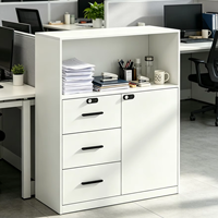 Armoire de bureau moderne en métal, étagères ouvertes, 3 tiroirs, serrure à code, grande capacité, gain de place, écologique, durable, armoire à dossiers