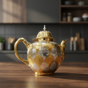 Golden Metal Tea <b>Pot</b> With <b>Lid</b> Modern Luxury Design Decorative Water Kettle With Handle - Product Image 6