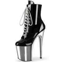Bottines courtes pour femme à talon très haut de 20 cm, sexy, fétichistes, pour pole dance, plateforme imperméable, grande taille, mode, hauteur de la cheville, à lacets
