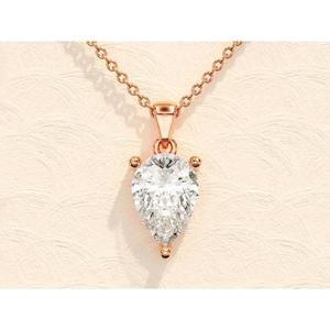 Collier pendentif Moissanite coupe poire colliers Solitaire diamant simulé pour femmes collier en or massif bijoux en argent - Product Image 4
