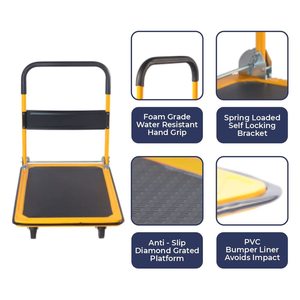 Chariot à plateforme pliable à quatre roues, capacité de 300 kg, utilisation industrielle, personnalisable OEM pour le transport en entrepôt et en hôtel - Product Image 5