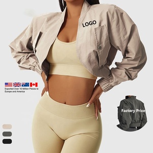Chaqueta Deportiva Corta con Cierre para Mujer, Diseño ODM de Fábrica, Transpirable, Ligera, Sin Costuras, <span class=keywords><strong>Tallas</strong></span> <span class=keywords><strong>Grandes</strong></span>, Secado Rápido, Ecológica, para Gimnasio y Deportes - Product Image 2