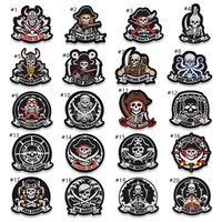 Patchs brodés à thermocoller style rétro sombre, nautique, viking, barbares, pirates des Caraïbes, crânes pour moto et punk