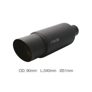 Silenciador Redondo de Acero Inoxidable de 51 mm, Inclinado, Negro, Accesorio para Carrocería de Automóvil - Product Image 1