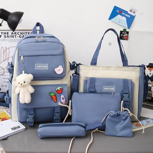 Custom Student <b>Backpack</b> Set <b>Women</b> <b>Large</b> Capacity 5 Piece Student Rucksack Girls Casual <b>Backpack</b> Schoolbag Lunch Bag Set - Product Image 1