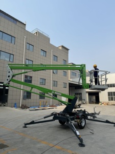 Elevador hidráulico eléctrico de 12 metros, <span class=keywords><strong>cesta</strong></span> de capacidad de 200kg, elevador para hombre, plataforma aérea, remolque <span class=keywords><strong>remolcable</strong></span>, recolector de cerezas montado - Product Image 2