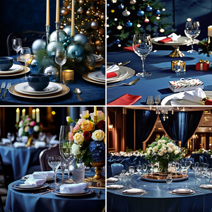 Wholesale High Quality 120" Navy Blue Green Crushed Velvet <b>Round</b> <b>Tablecloth</b> for Dining Wedding Party Events Decoration - Product Image 4