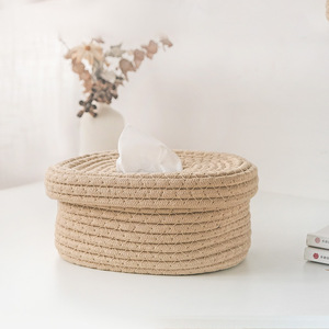 Factory Hot Sale Tissue Paper <b>Storage</b> Box Woven Cotton Rope Baby Tote <b>Basket</b> Organizing Home Decoration - Product Image 3