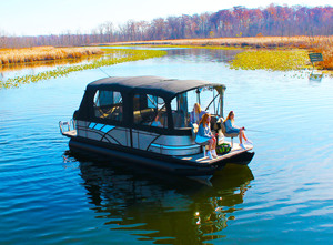 เรือปาร์ตี้อลูมิเนียม FRP Pontoon Boat สำหรับครอบครัว ปี 2024 พร้อมเครื่องยนต์ งานเชื่อมคุณภาพสูง ลดราคาพิเศษ - Product Image 3
