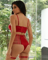 Ensemble de lingerie grande taille pour femmes Pure Desire Strappy Underwire Push-Up Shaping Body Playful Uniform Temptation 3Piece Set