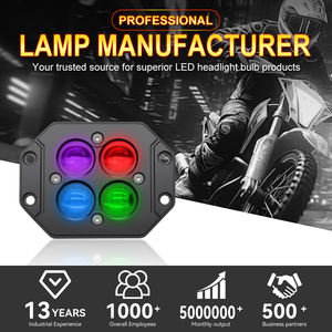 ไฟสปอร์ตไลท์เสริม RGB LED ขนาด 5 นิ้ว สี่ดวง สีสันสดใส 6000k 9-36V IP67 สำหรับดัดแปลง/อัพเกรด MO59 4x4 รถมอเตอร์ไซค์ รถจี๊ป - Product Image 4