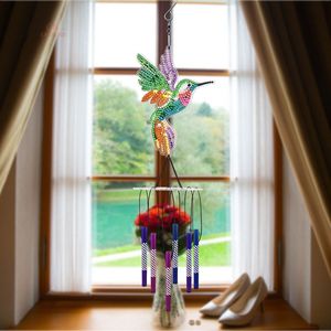 LS Nieuwe Kolibrie Hangende 5D DIY Diamantgeschilderde Dieren Windgong Vlinder Vogel Hangdecoratie Huisdecoratie - Product Image 6