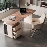 Bureau d'ordinateur moderne de luxe léger et simple, table de direction, bureau d'écriture haut de gamme, bureau de villa écologique et sain