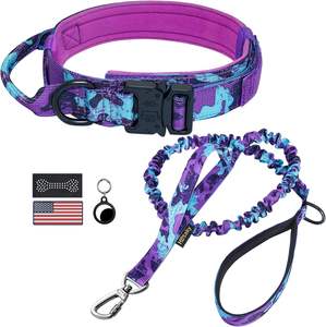 Ensemble de collier de chien tactique robuste avec support Airtag boucle en métal à dégagement rapide deux laisses pour l'entraînement et la marche pour les chats - Product Image 1