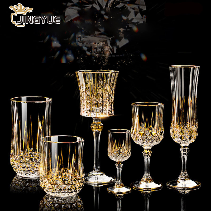 Diamond Golden Long Stem Champagne Glass