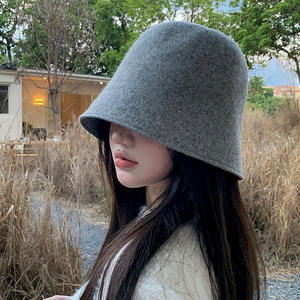 Groothandel Vrouwen Herfst Winter Wol Emmer Hoeden Effen Kleur Zachte Vintage Mode Zoete Custom Vilt Fedora Emmer Hoed - Product Image 3