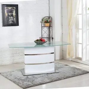 Modern wood dining table for 4 chairs glass table top high gloss painting