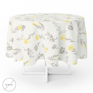Tovaglia rotonda in tela cerata antimacchia, 140 cm. Fiori Gialli - Product Image 1