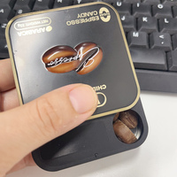 OEM Coffee Candy Sugar Free Slider Insulated 32g Square Metal Tin Box Halal Cool Espresso Coffee Bean Candy Hard Candy