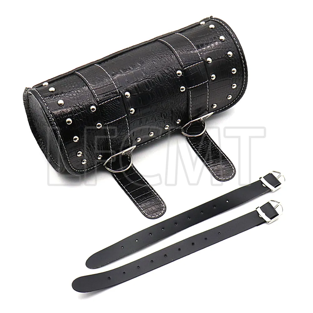 Bolsa universal para motocicletas, garfo e ferramentas, bolsa de couro PU para bagagem, ideal para Harley Sportster Touring Softail Dyna