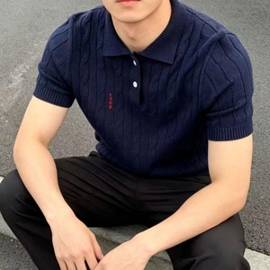 Camisa de punto trenzado vintage de marca OEM para hombre, estilo OEM, color liso, con cuello, venta al por mayor de fábrica, LOGO personalizado a granel - Product Image 2