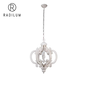 Lustre Rétro en Bois et Métal Style Campagne Française, Lampe Suspendue Type Bougie pour Hall d'Entrée et Chambre, Design de Créateur, Vente en Gros, Projet Personnalisé - Product Image 1