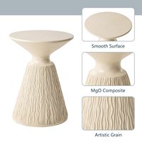 Table basse d'appoint sur piétement texturé en écorce d'arbre MgO, pour intérieur et extérieur, patio, jardin, mobilier de salon moderne et minimaliste