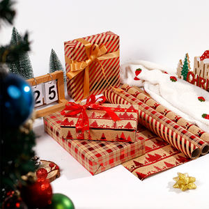 Factory Wholesale <b>Christmas</b> Wrapping Paper with Hot Stamping 43*300 cm Gift Wrap Kraft Paper - Product Image 2