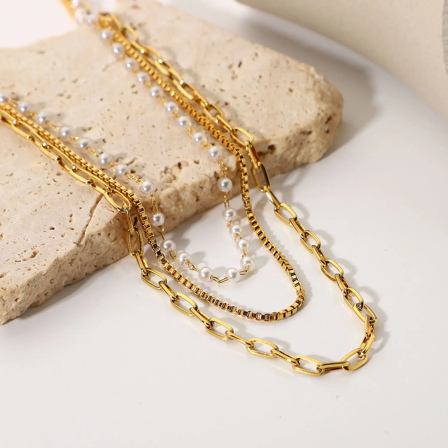 Zoetwater Parel Ketting Gold Filled Sieraden Rvs Ketting Accessoires Vrouwen Layer Ketting