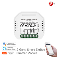 Module d'interrupteur variateur de lumière Tuya Zigbee 2 voies dissimulé, mini module de contrôle à distance pour l'intensité des lumières avec contrôle vocal et temporisation