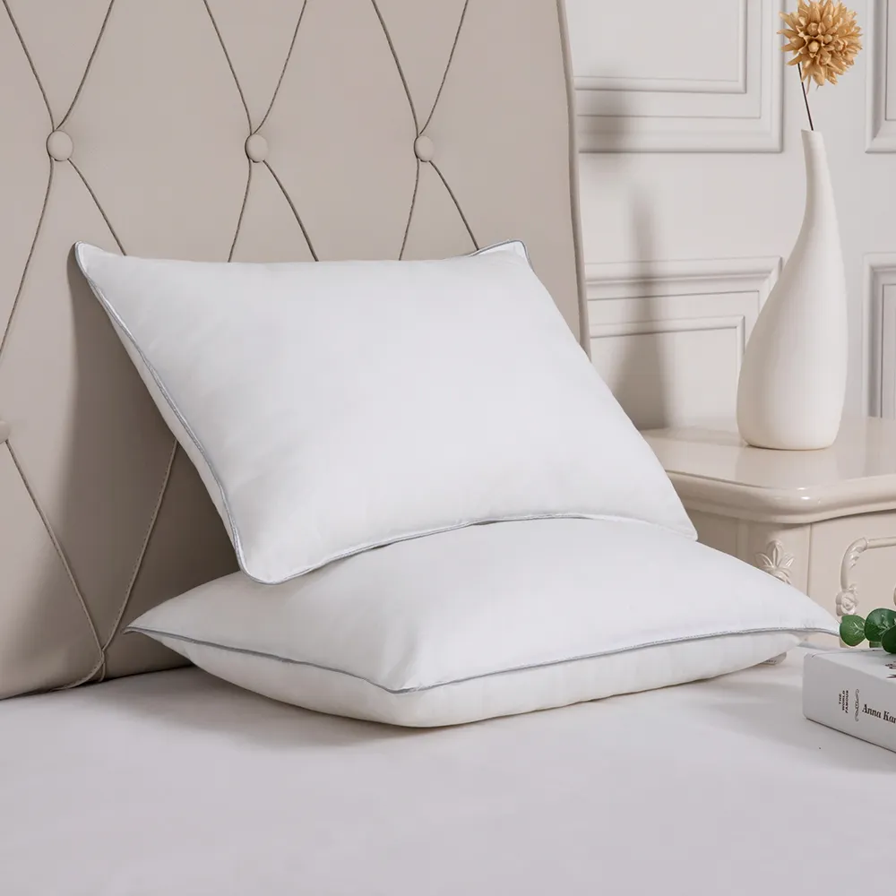 Oreiller de lit en Fiber de Polyester 100% coton doux blanc pour dormir confortablement, vente en gros