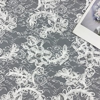 Tulle élégant en gros, tissu en dentelle à paillettes, broderie, non élastique, polyester, motif floral, maille, pour robe de mariée