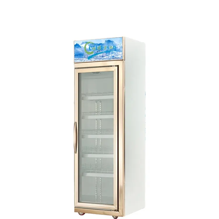 Abd pazarı tek Overhand kapı dik vitrin soğutucu/ticari buzdolabı/içecek ekran/İçecekler soğutucu