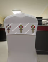 Housses de chaise et nœuds de chaise en spandex imprimés avec logo personnalisé pour mariage, design éthiopien, vente en gros