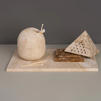 SAIDKOCC D10cm Forme Pyramide Mubkhar Beige Travertin Bakhoor Porte-Encens Marbre Oud Brûleur D'encens ou 5.3x5.5 Porte-Allumette
