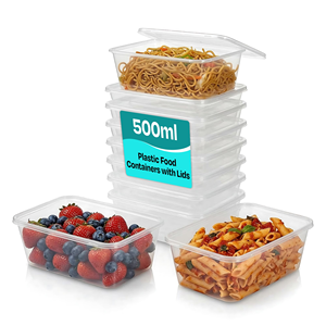 NOVISON Transparent Rectangular Microwave Bpa Free Disposable with Lid 500ml 650ml 750ml 1000ml Food <b>Container</b> - Product Image 1