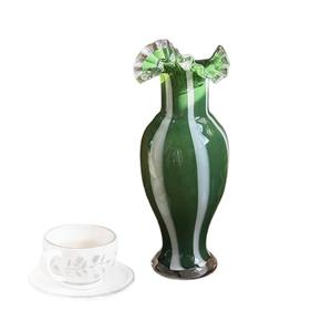 Jarrón de Vidrio con Encaje Verde de Alta Gama, Decoración de Lujo Ligero y Retro para Mesa de Salón, Arreglos Florales, Muestra de Jarrones para Flores - Product Image 5