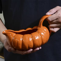 Carafe à sauce en céramique haut de gamme en forme de citrouille orange, pour servir la sauce à steak, idéale pour la vaisselle et les cadeaux.